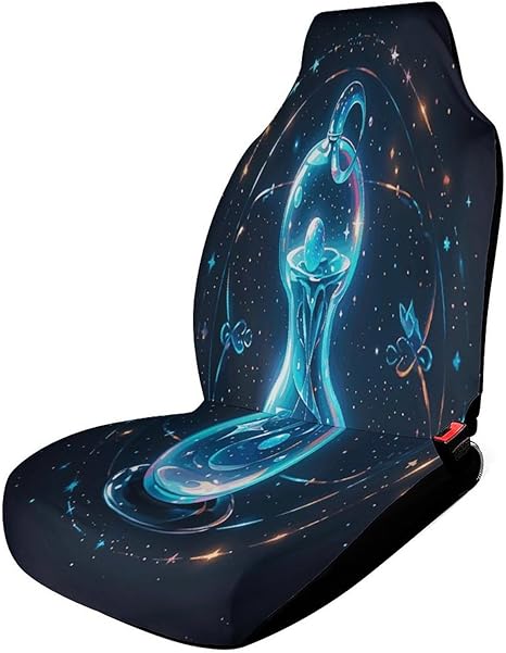 Universal Fit Car Seat Cover, Aquarius Print Soft Fabric Seat Protector – Decorative, Comfortable & Easy Installation with Buckles