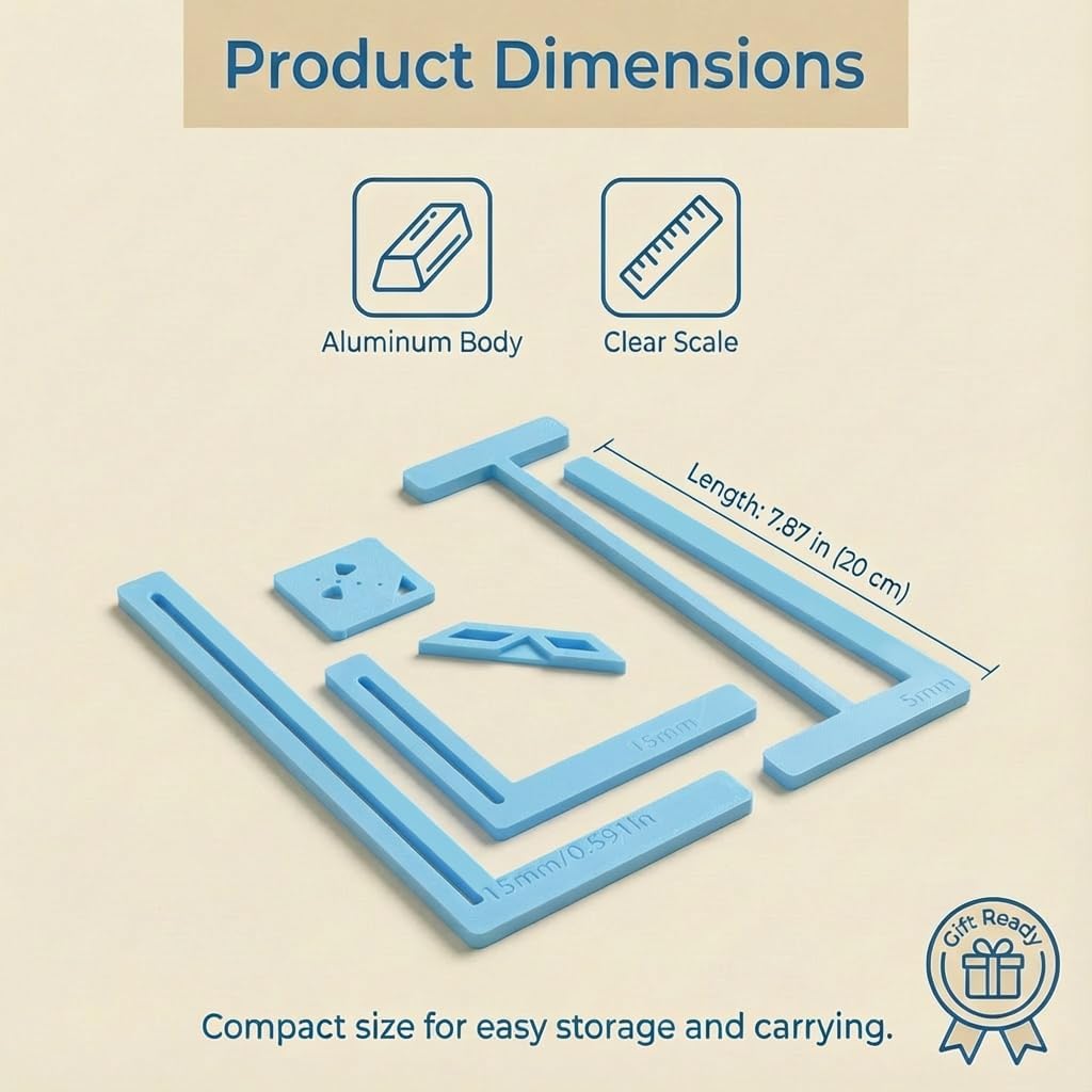 6 Pack Bookbinding Easy Scrapbooking Tool for Starter, Durable Starter Book Binding Kits with T‑Ruler, Corner Miter, Spine Spacer, Divider, for Scrapbooking, Origami, Book Binding, Made Notebook