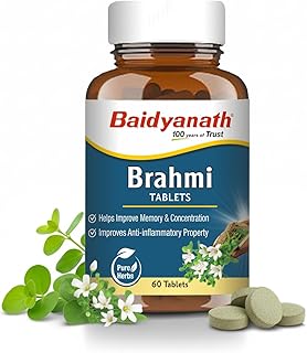Baidyanath Ayurved Brahmi Tablets - 60 Tab | Helps To Handle Life’s Daily Stress | Promotes Mind Relaxation| (Pack of 1)