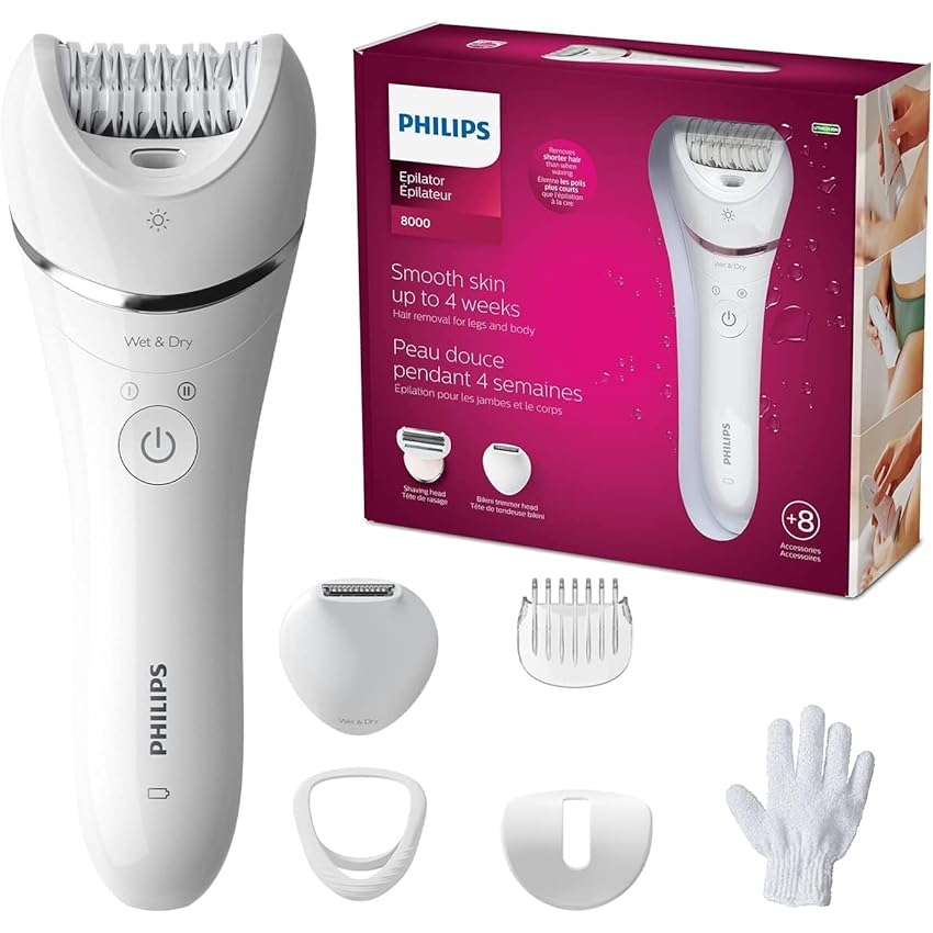 Immagine del prodotto Philips Serie 8000 Wet & Dry Epilatore Con 6 Accessori (Modello BRE715/00)