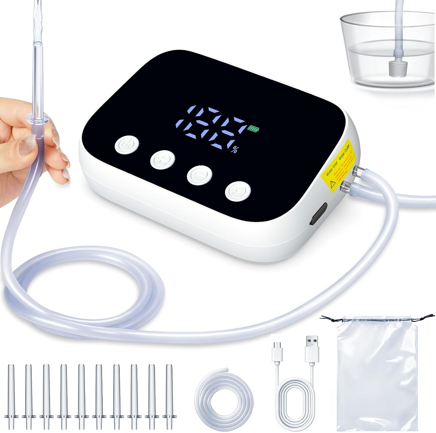Enema Kit, Detox Colon Cleansing for Women Men, Electric Enema Kit, Coffee Enema Coffee Organic Kit with 100-Level Pressure, Water Flow Control & LCD Display,External Water Supply with Storage Bag