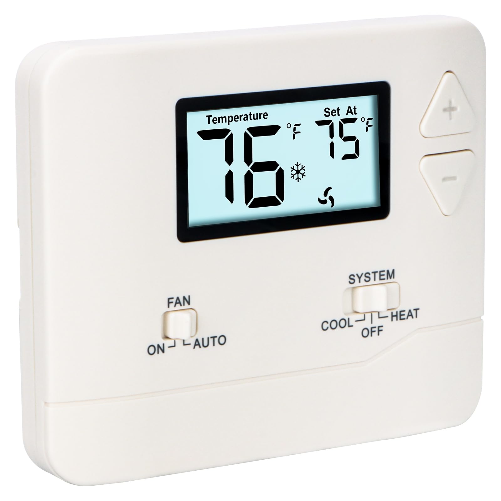 WENGARTNon-Programmable Thermostat for Home WG601,AC24V Line Voltage1 Heat/1 Cool with LCD,Compatible with Heat Pump,Air Conditioning,HVAC Furnace White