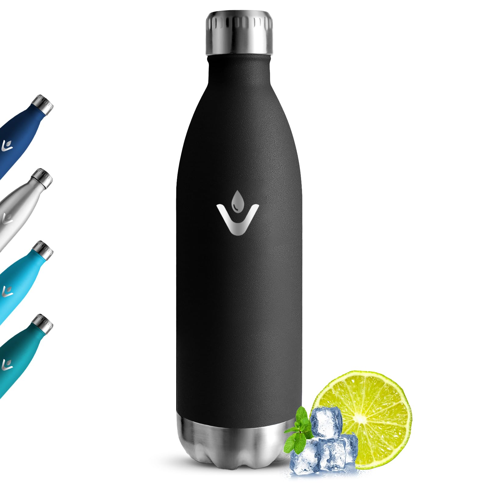 Grsta Insulated Water Bottle, 1 Litre Leak-Proof Water Bottle, Reusable Thermal Bottle, BPA Free Stainless Steel Water Bottle, Vacuum Insulated, Thermal Water Bottles for Bicycle, Fitness, Yoga
