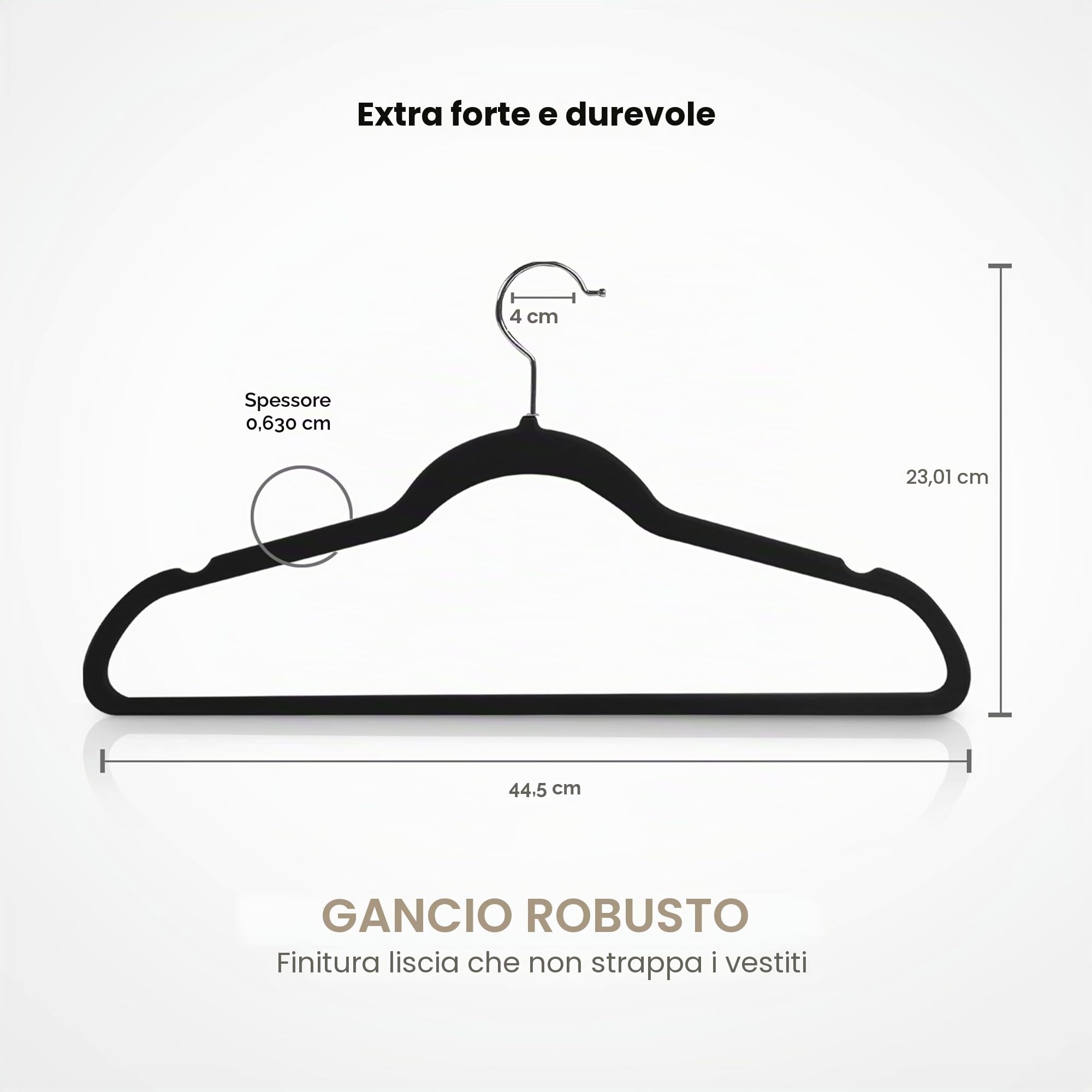 Utopia Home Appendini in velluto - grucce appendiabiti, appendini armadio per camicie, giacche e abiti, Antiscivolo e resistente (Nero, confezione da 50)