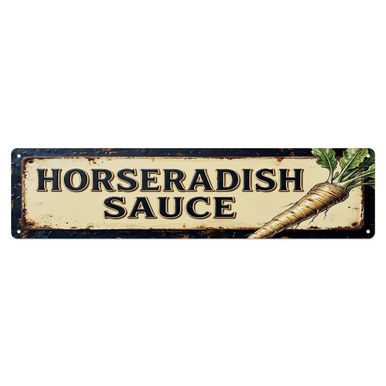 Vintage Horseradish Sauce Sharp Farmhouse Metal Tin Sign