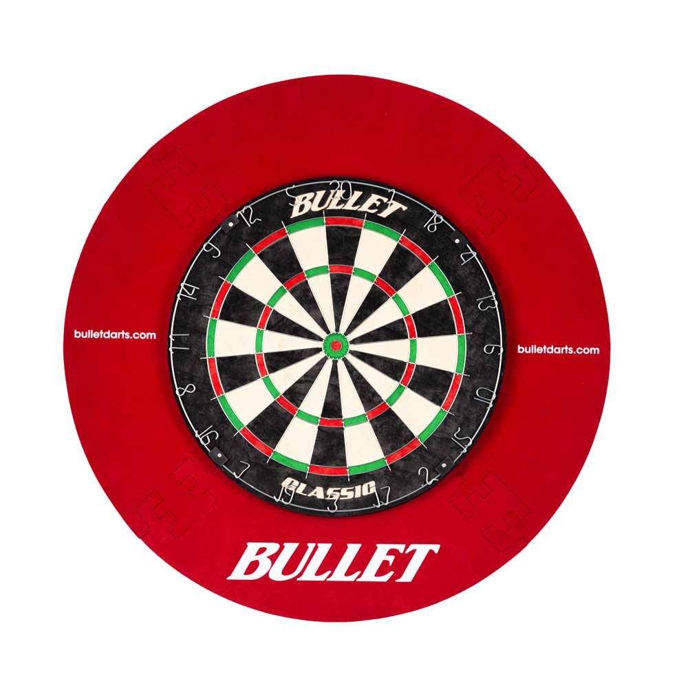 BULLET-Darts Sisal Dartscheibe Steeldart Turnierset - Inklusive 6X Steel Dartpfeile - Eva Surround Ring/Schutzring - Wurflinie/Oche - Komplettes Set inkl. Dart Zubehör - Für Profi und Hobby Darter