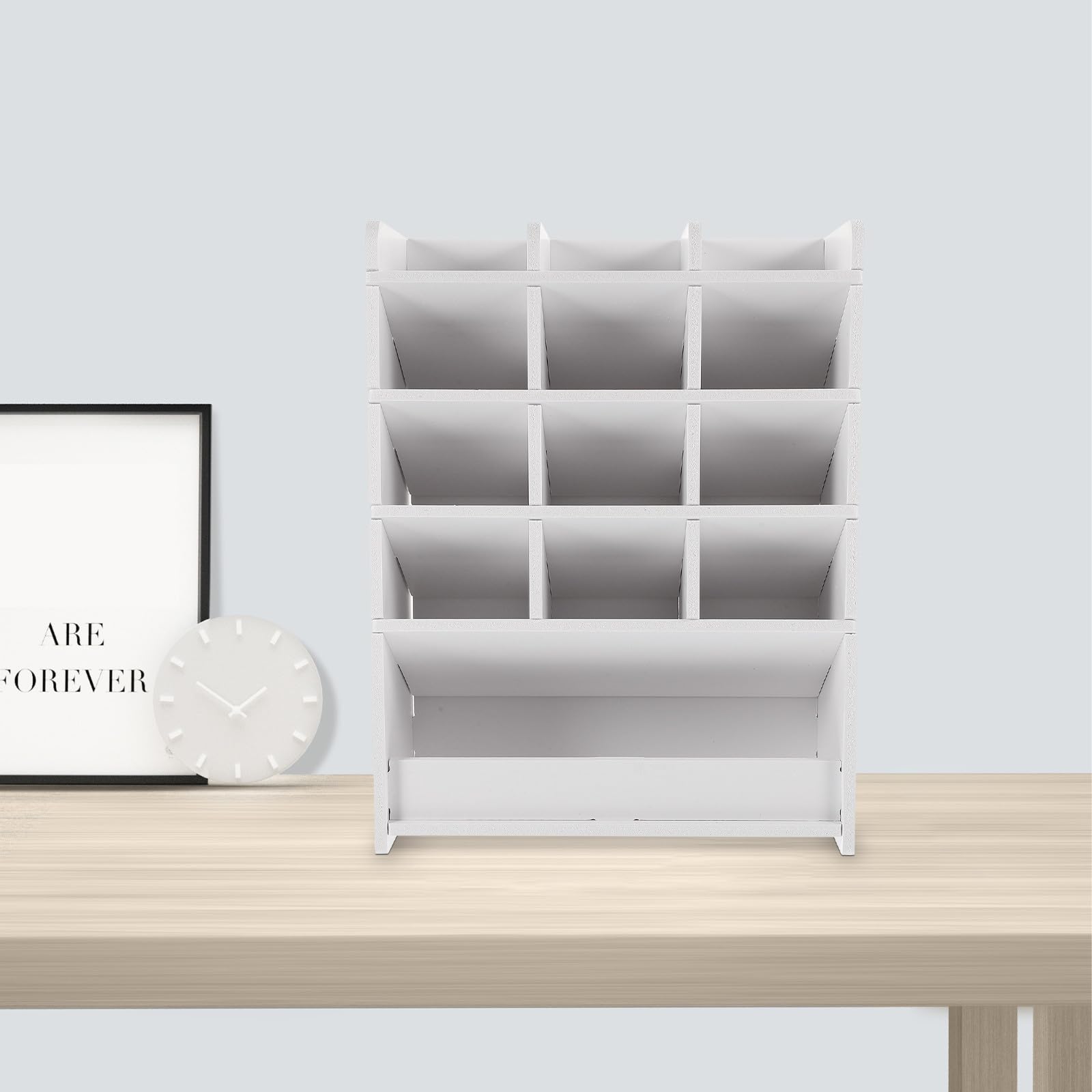Organizador Compartimentos Múltiples de Plástico Blanco de Escritorio y Gran Capacidad para Almacenar Bolígrafos y Papelería en Casa o Sala de Estudio