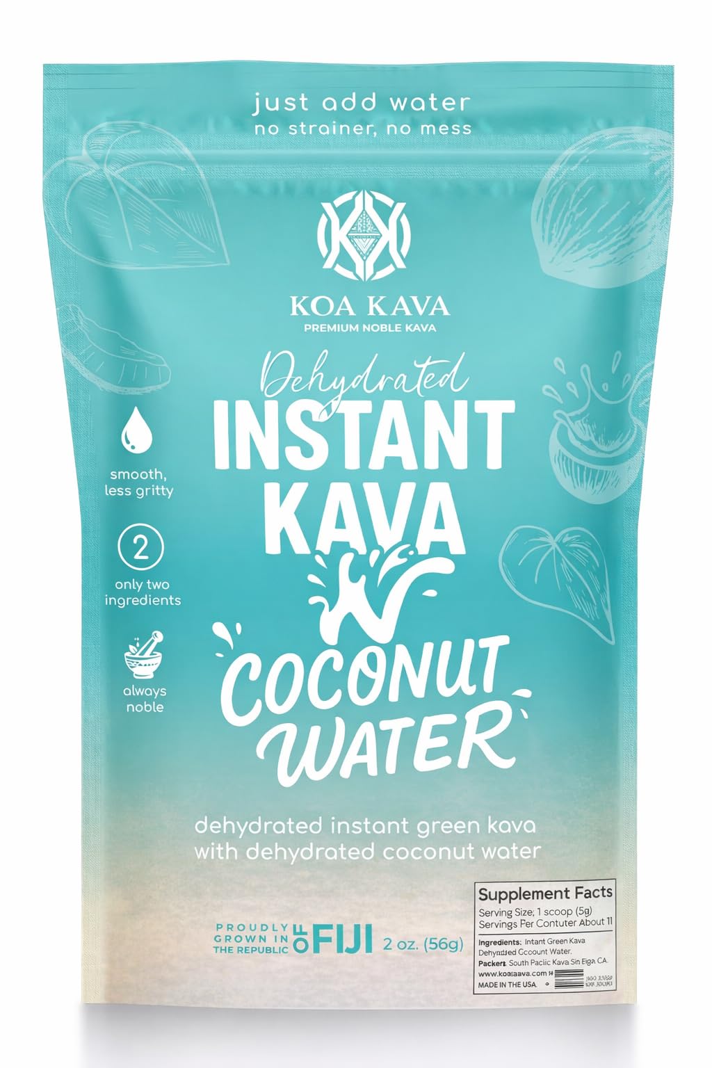 Koa Kava Suplemento Fitoterápico de Kava Kava Instantâneo com Água de Coco em Pó 56 g