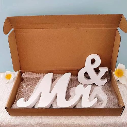 Miniatura 7 de Letrero de Mr & Mrs para decoración de boda para recepción, letras grandes de madera independientes para decoración de ceremonia, mesa de amor,