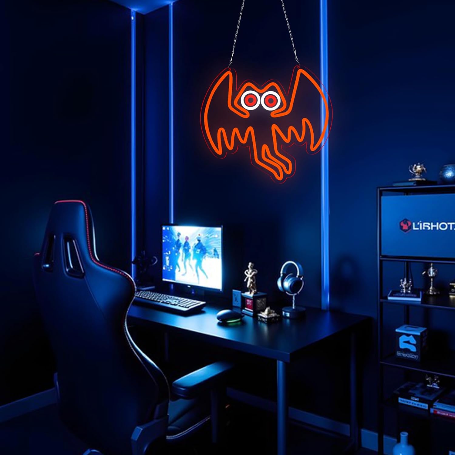Mothman Neon Signs for Wall Decor，Led Neon Light for Bedroom Office Party，Christmas Gifts for Children