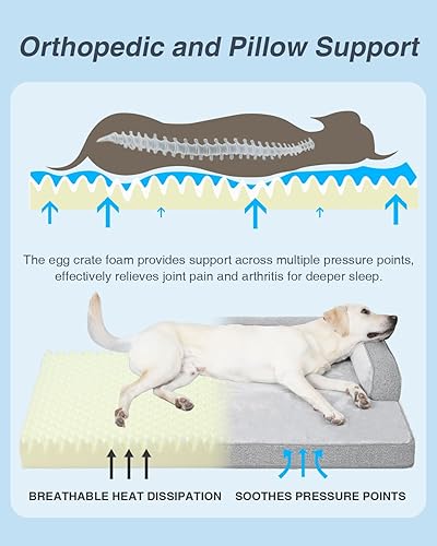 Miniatura 2 de KSIIA Cama lavable para perro de gran tamaño en forma de U con funda impermeable extraíble, parte inferior antideslizante y cama ortopédica de