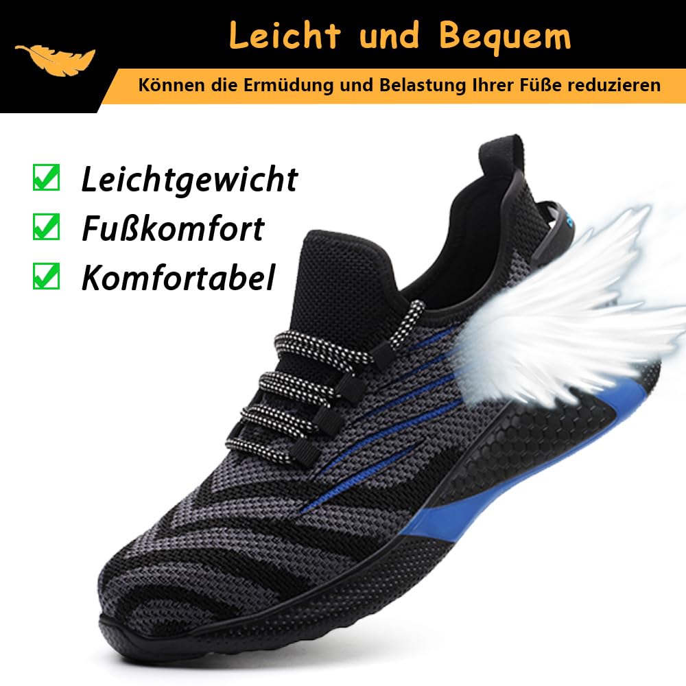 Zapatos de Seguridad para Hombre Ligeros Zapatos de Trabajo con Punta de Acero Zapatillas de Seguridad Mujer Transpirables Antideslizante