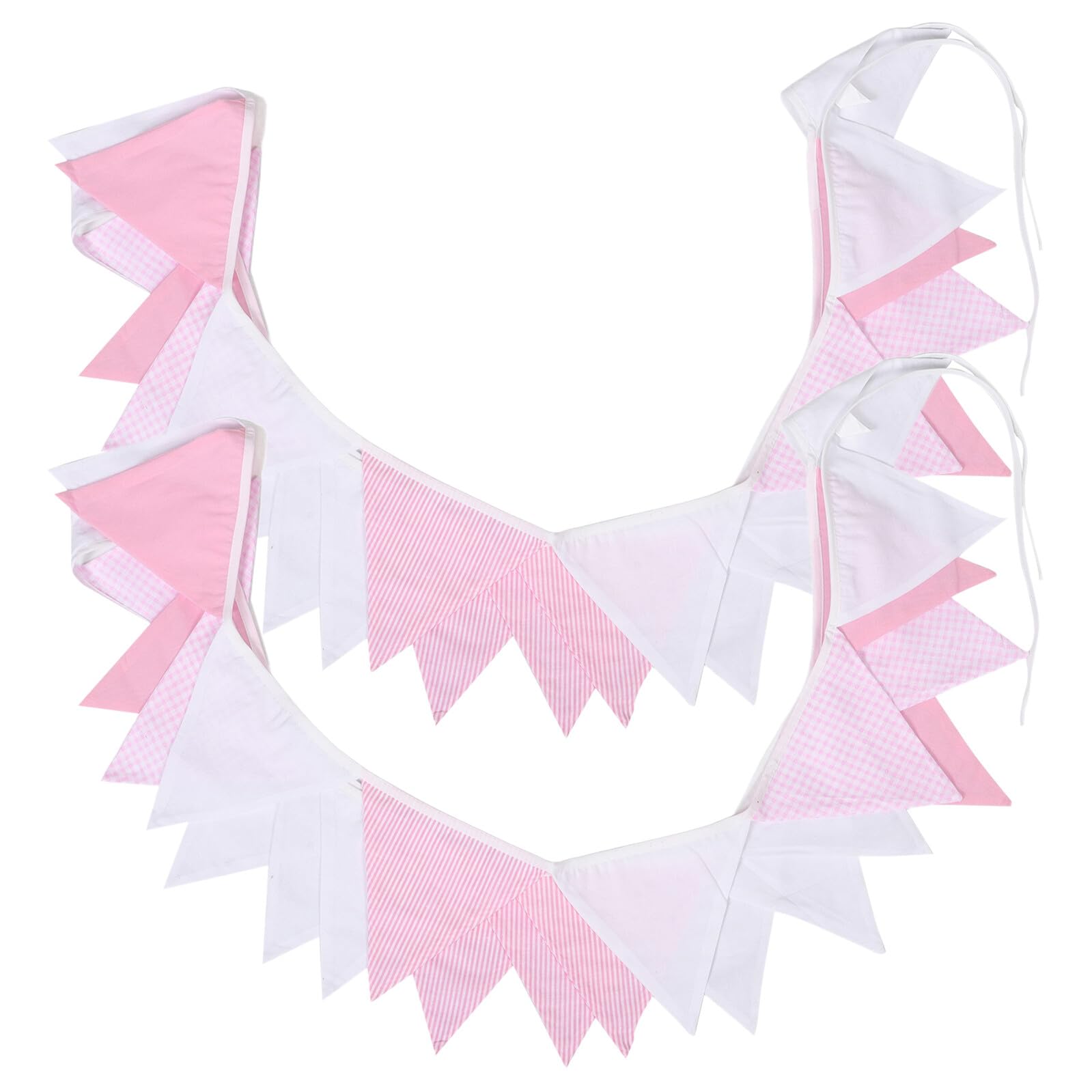 SHINEOFI 2 Piezas Guirnalda de Banderines de Algodón en Triángulo para Decoración de Cumpleaños Infantil y Fiestas, Fácil de Colgar Diseño Encantador para Ambiente Festivo