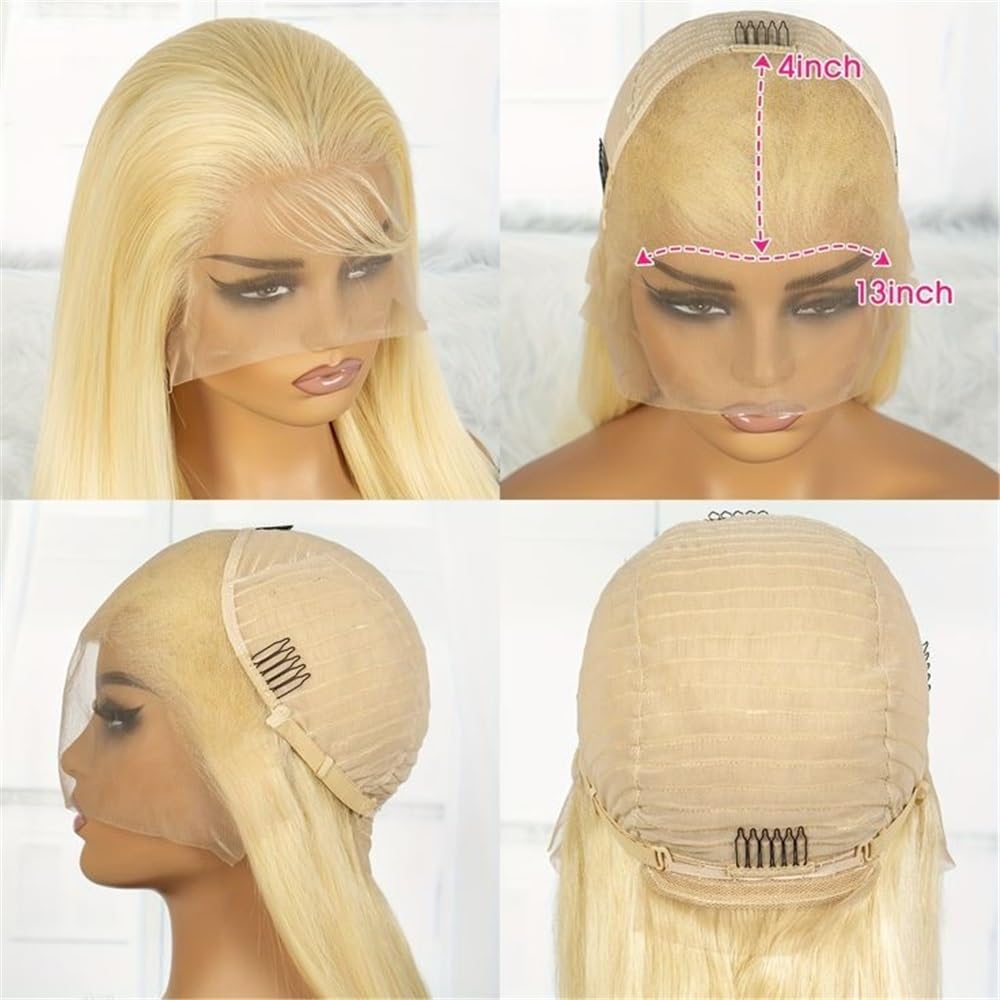 613 blond krótka peruka bob, prawdziwe włosy, 13 x 4 HD, przezroczyste peruki z przodu, bez kleju, 180 gęstości, dla kobiet do cienkich włosów