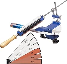 Knife Sharpening Kit with Quick-Clamp Design, CWOVRS Fixed-Angle Knife Sharpener, Chef Knife Sharpening System Kit with Abrasive Holding System for Fine Grinding Polishing Tool, 6 Whetstones