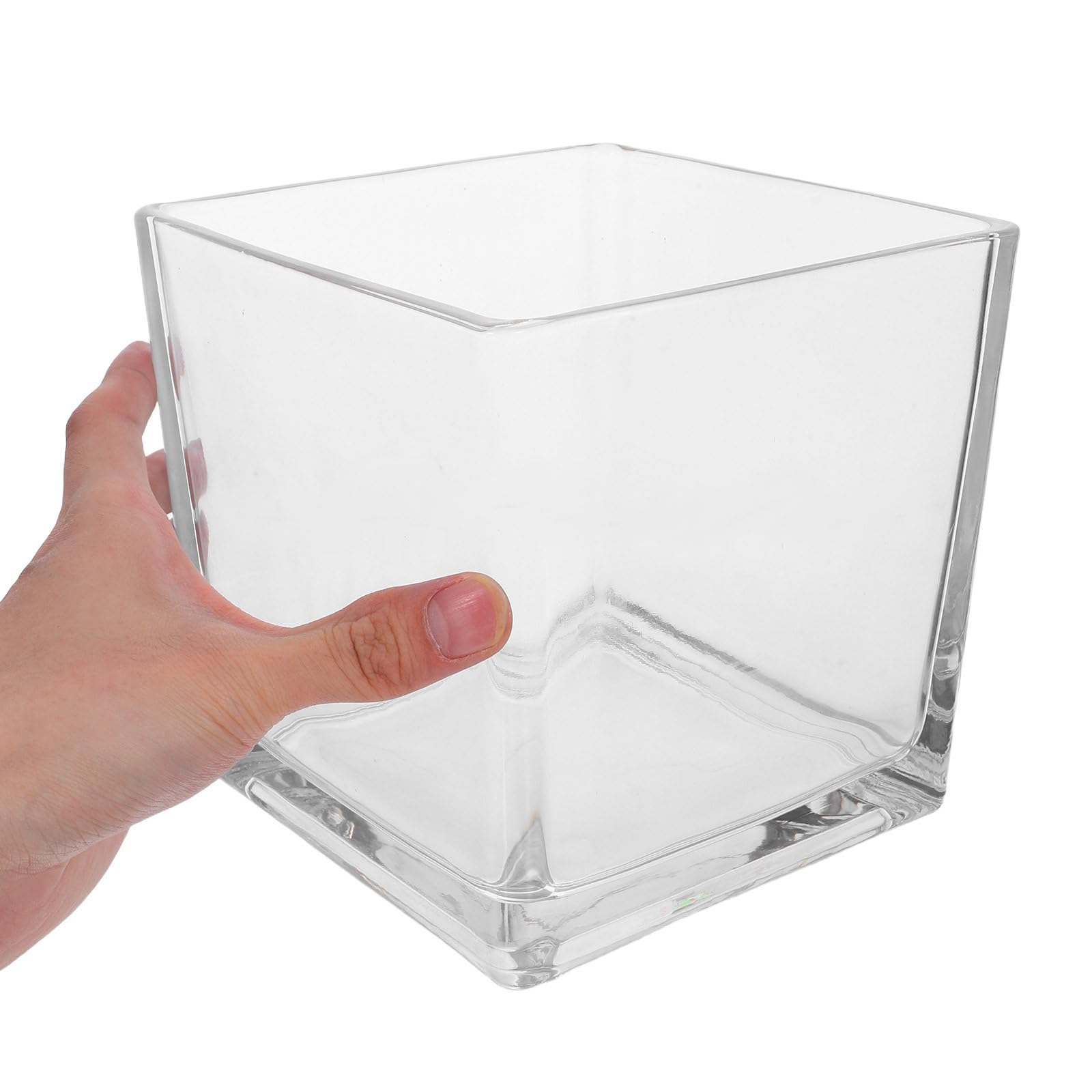 TEHAUX Jarrón Cristal Cuadrado de Vidrio Transparente para Decoración de Hogar Diseño Moderno y Resistente, Adecuado para Plantas Hidropónicas y Flores en Sala