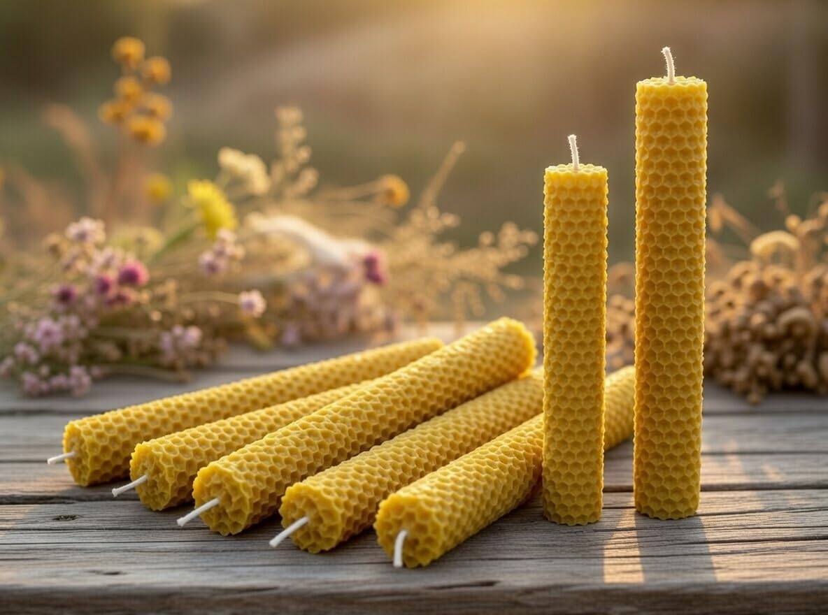 Velas de cera de abeja, velas de miel (velas 20 cm x 2,4 cm). SIN PARAFINA ecologicas,Hechas a mano Origen Sierra de Culebra ZAMORA (PACC 32 VELAS 20 cm x 2,4cm)