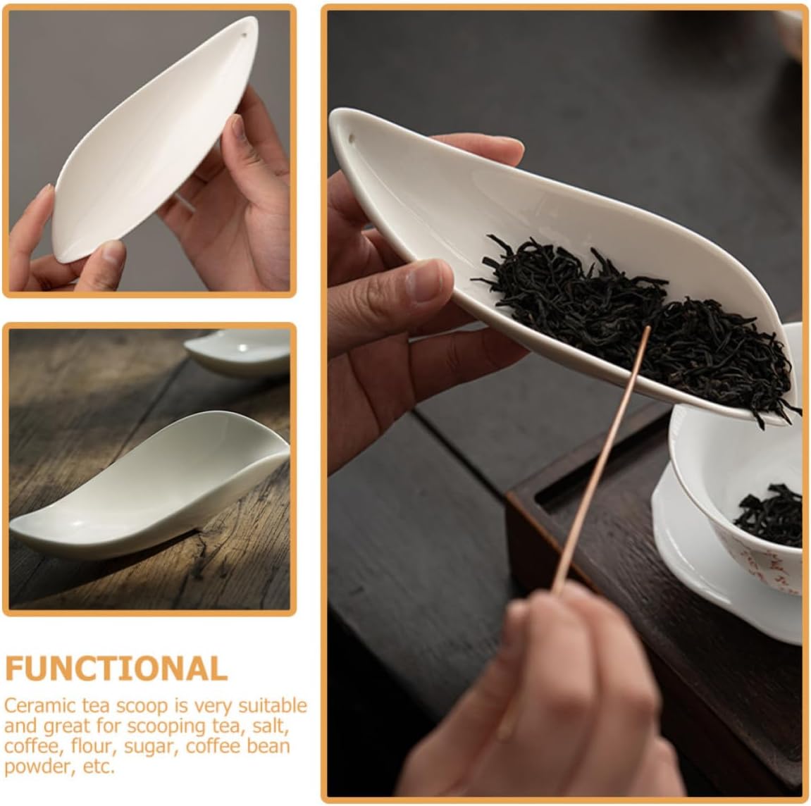 Ceramic Loose Leaf Tea Scoop for Coffee Bean and Sugar