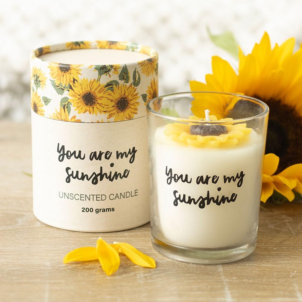 You are My Sunshine Decorative Candle, 200g, Unscented, 3D Sunflower Design, 25-Hour Burn Time