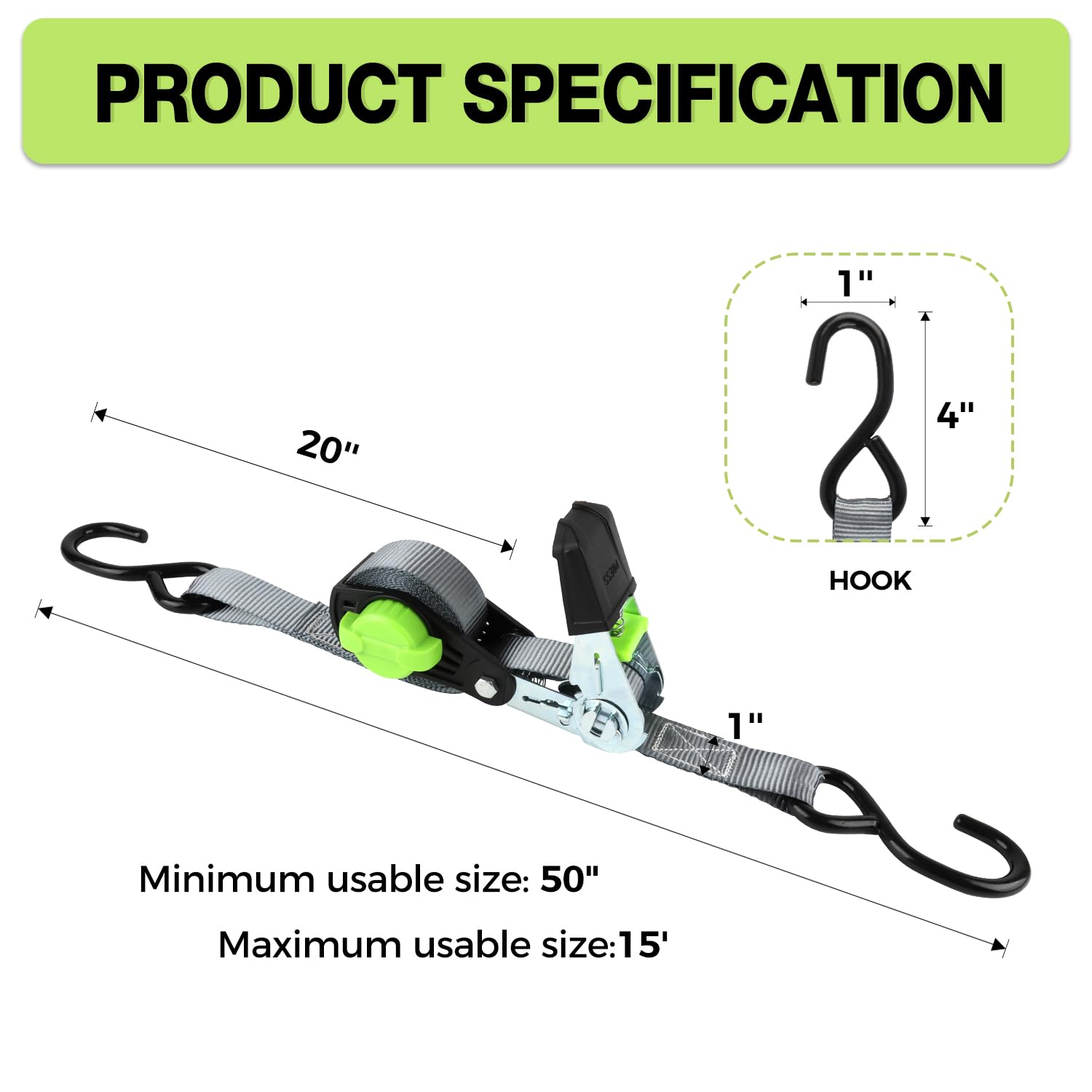 Autofonder Self-Storing NeatStrap Ratchet Strap 4 Pack Motorcycle - Image 4