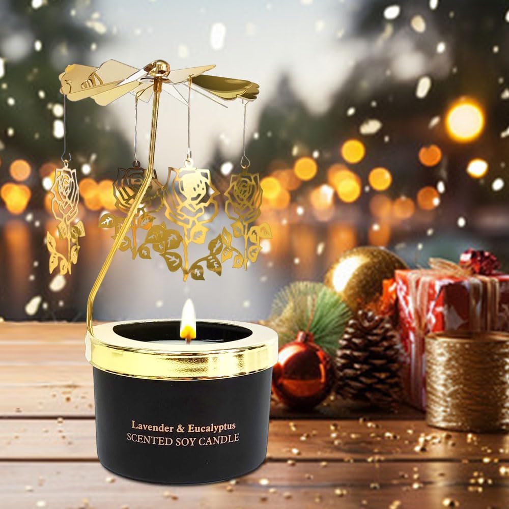 Birthday Gifts for Women, Unique Rose Candle Gift for Mother, Sisters, and Best Friends. Rotating Scented Candles for Mother's Day,Christmas,3.5oz.