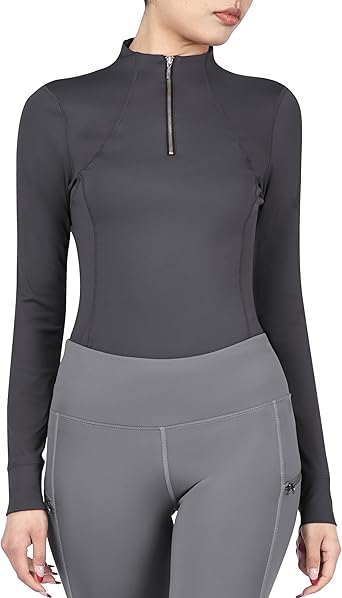 Harrison Howard Womens Horse Riding Shirt Long Sleeve Equestrian Shirts with 1/4 Zip