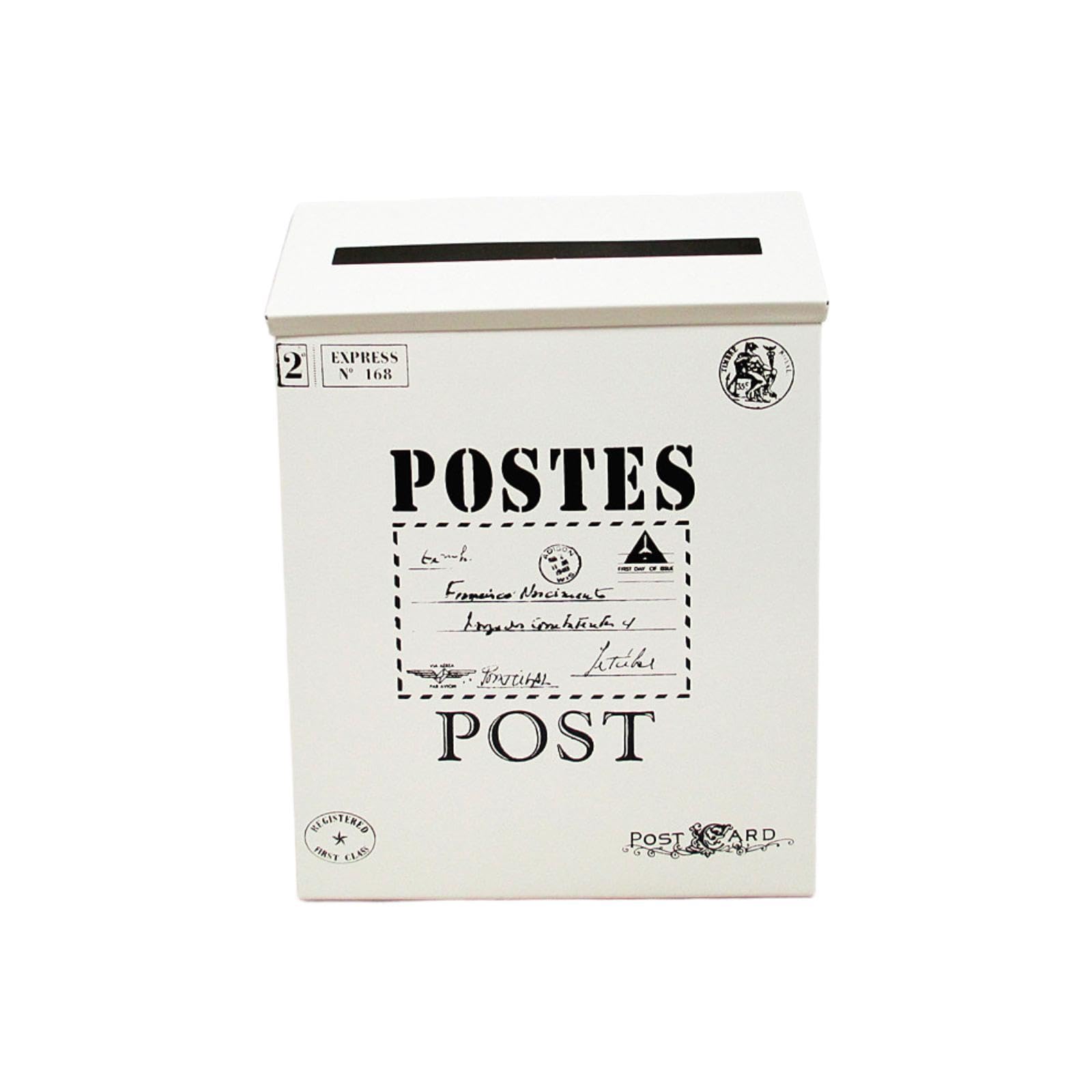 Vintage Wall Mounted Mailbox – Large Capacity Iron Letter Box For Outside House, Yard, Gate, Porch – Beige, 8.46 X 2.36 X 11.42 Inches