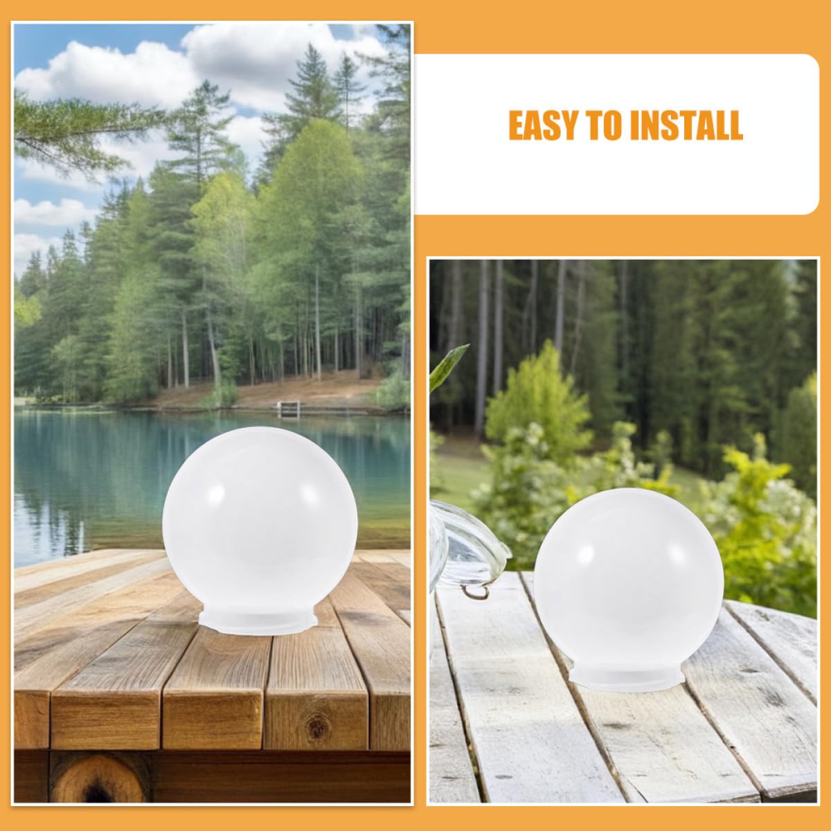 ifundom Paralume Globo Sferico 25 CM Acrilico Bianco Opaco Copertura per Lampada da Esterno Accessorio Multifunzione per Giardino Patio e Muro Attacco Standard