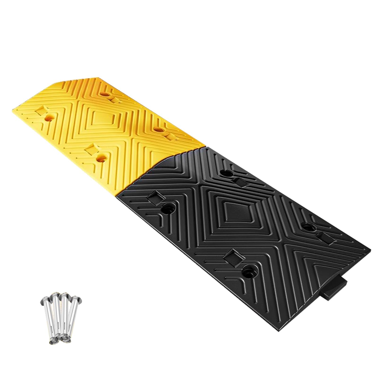 HTTGDGDH Speed Bumps For Road, Driveway Ramps For Low Cars, Eye-Catching Colors, Can Be Spliced, Bring Stripes, Load Capacity 11,000 Lbs, Suitable For Concrete, Cement Floor,