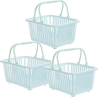 Toddmomy Grocery Basket 3pcs Mini Shopping Basket, Plastic Gift Basket Grocery Basket Small Picnic Basket with Handles for Party Favors Kitchen Pretend Play , Blue Classroom Baskets