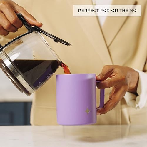 Miniatura 6 de JoyJolt Vaso triple aislado con asa Vaso de 12 onzas con tapa Sellado al vacío forrado de cobre vasos de acero inoxidable de doble pared Taza de