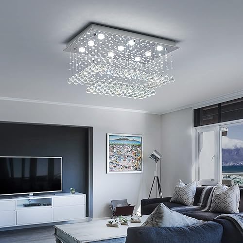 Miniatura 6 de Saint Mossi K9 Crystal Chandelier Light Fixture with 9 Lights and 2-Tier,Modern Flush Mount Ceiling Light Fixtures Modern Chandelier for