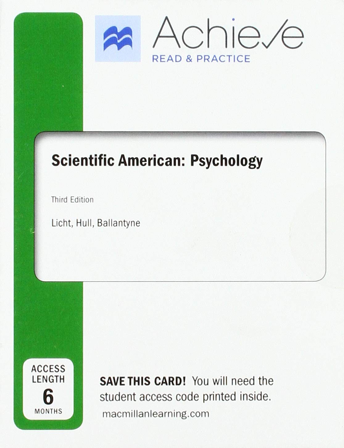 Achieve Read & Practice for Scientific American: Psychology (1-Term Access) [Blu-ray]