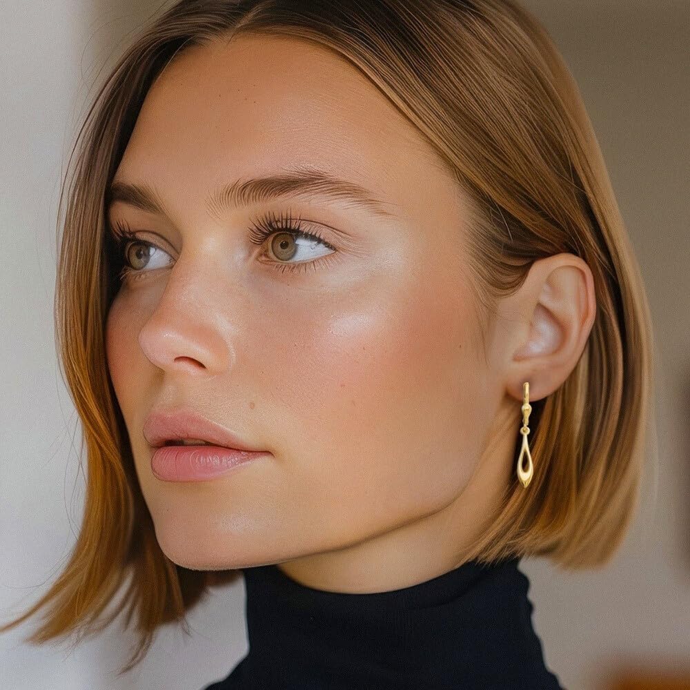 IceCarats 14K Yellow Gold Medium Dangle Earrings 36mm 1 3/8 inch Lever Back, Polished For Her