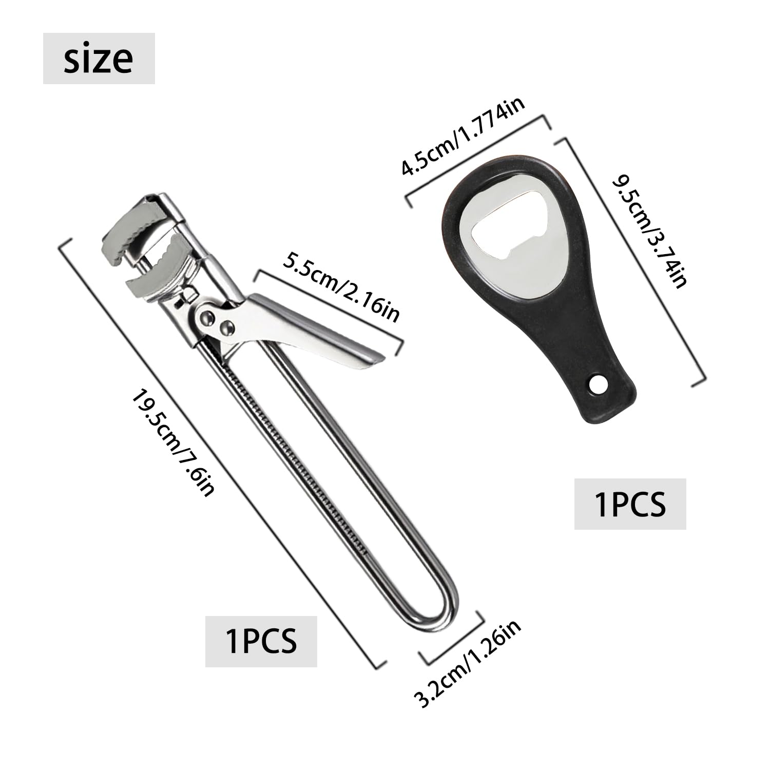 Apriscatole regolabile in acciaio inox con mini apriscatole, strumento multifunzione per coperchi argento