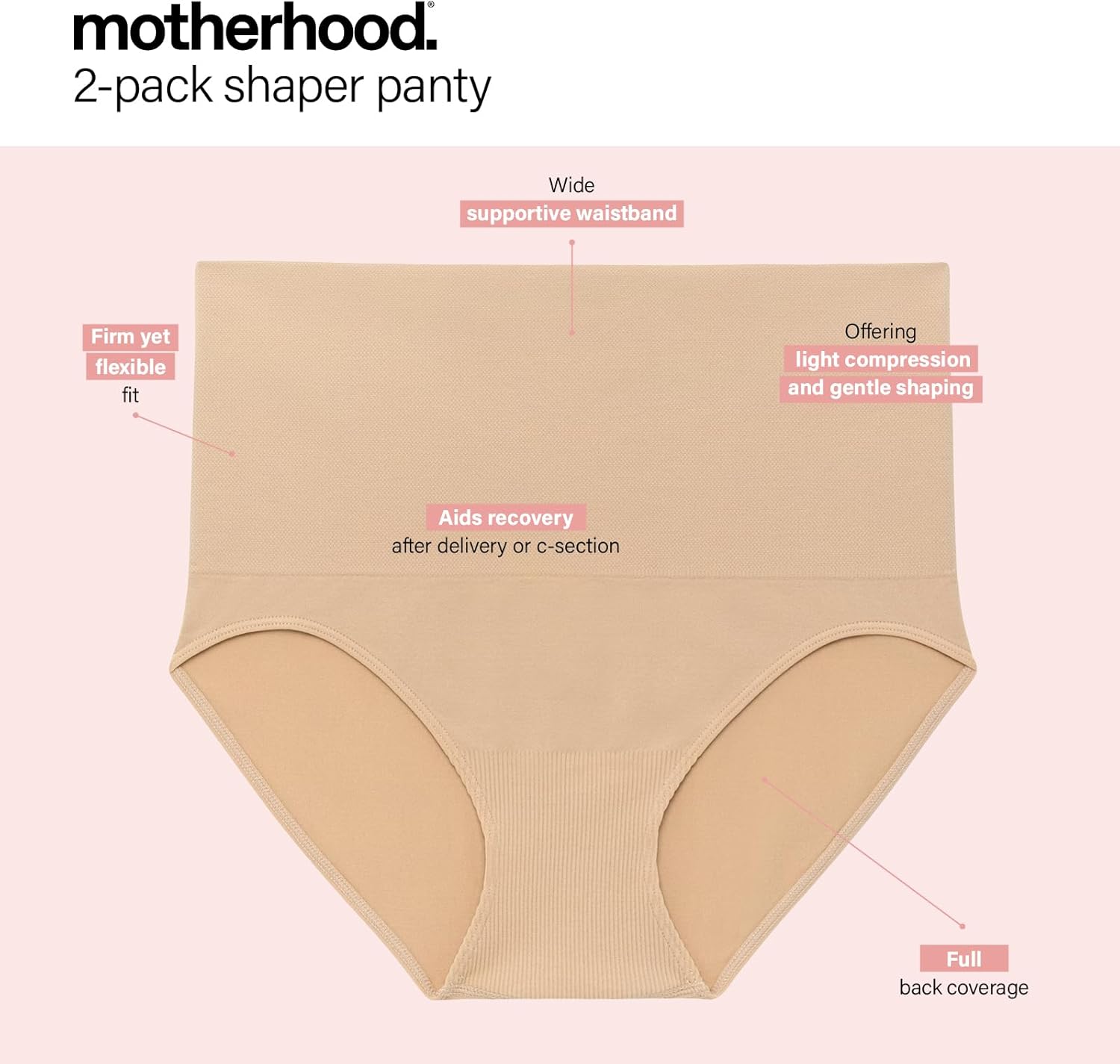 Motherhood Maternity womens Seamless Postpartum Shaper Panty , Belly Support Underwear , 2-pack - Image 3