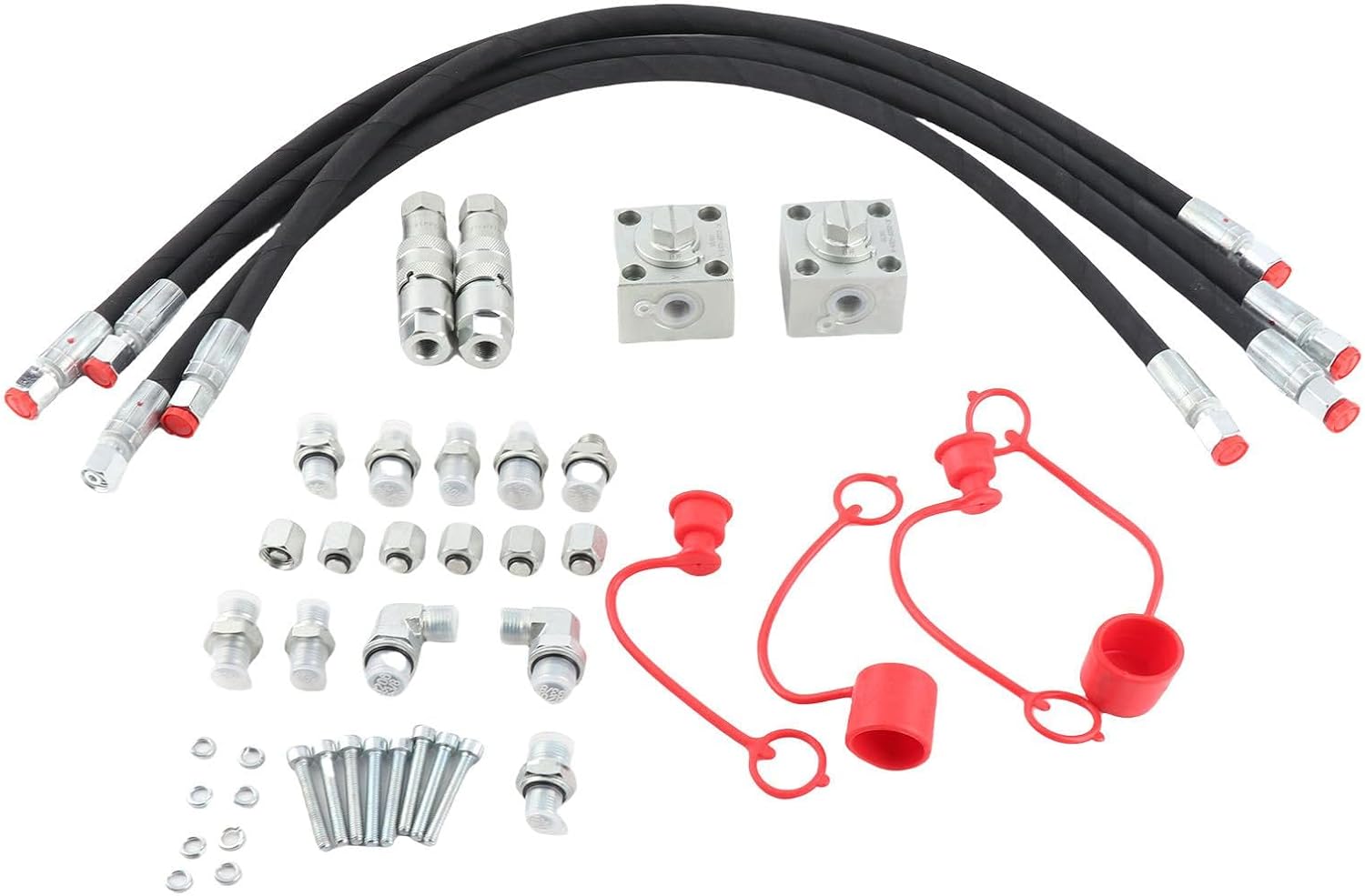 2Packs 3 Way Diverter Valves Kit, Quick Connectors 31 Inch Flexible Hoses for 1-2 Ton Chinese Mini Excavator, Agricultural Machinery Spare & Replacement Parts