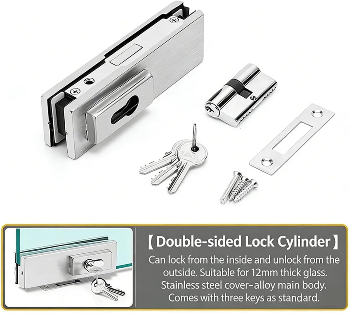Tempered Glass Door Floor Lock Spring Square-Mouth Office Shop Latch Frameless Hardware