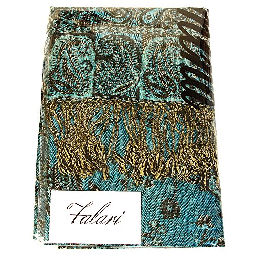 Falari Women's Woven Reversible Paisley Pashmina Shawl Wrap Scarf 80" x 27"4