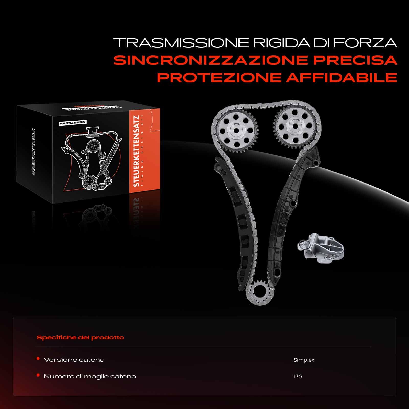 Frankberg Kit catena di distribuzione 03C109158A | Compatibile con: Ibiza IV Sportcoupé 6J1 6P5, Polo 6C1 6R1, R.o.o.m.s.t.e.r 5J7, Fabia II 542, Cordoba 6L2