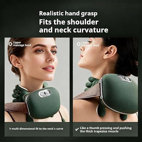 Miniatura 6 de Bionic - Masajeador térmico recargable portátil Shiatsu para cuello y espalda, dispositivo de masaje shiatsu 3D, diseño de mano humana simulada para