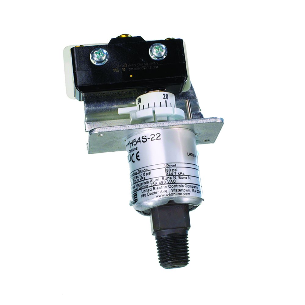 UNITED ELECTRIC H54S-24 1/4" MNPT Alum. Press. Conn., 15A@125/250/480 VAC, 3-30PSI, Adjust. W/REF. DIAL, Buna N DIAPH. and O-Ring, Open TERMINALS, Pressure Switch, Skeleton Construction, SPDT