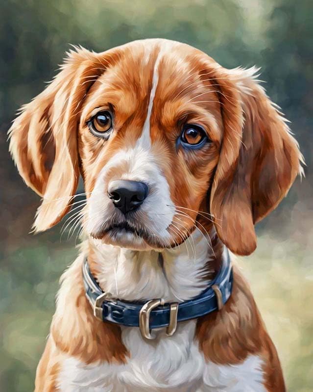 ZMHZMY DIY Filling Oil Canvas Paint by Number Kit Beagle Dog with Brushes and Acrylic Pigment DIY Canvas Painting for Adults Beginner,40x50cm,Without Frame
