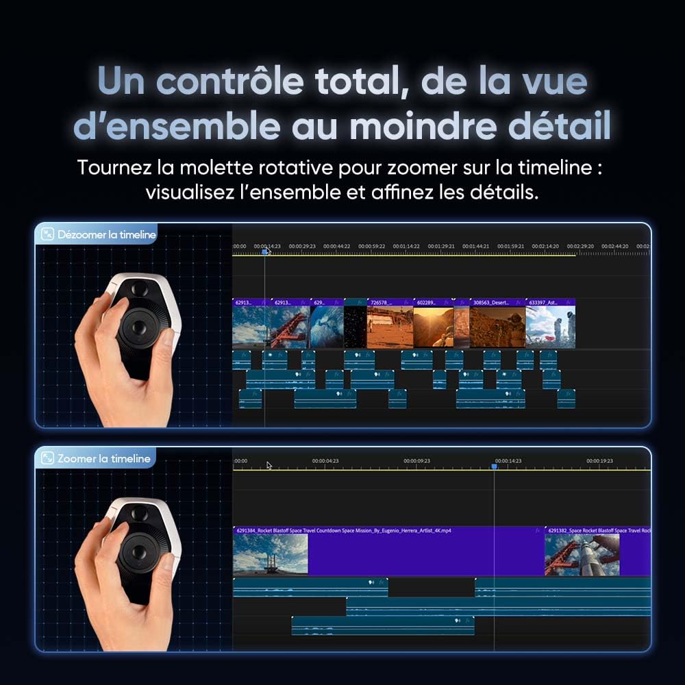 XPPen Pilot Pro Console de Montage Vidéo, Contrôleur avec 100+ Raccourcis Personnalisés