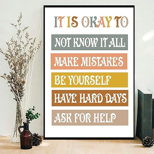 Yaasimoule Color Wall Decoration Home Decor Room It Is Okay To Not Know All Make Mistakes Be Yourself Boho Classroom Back School