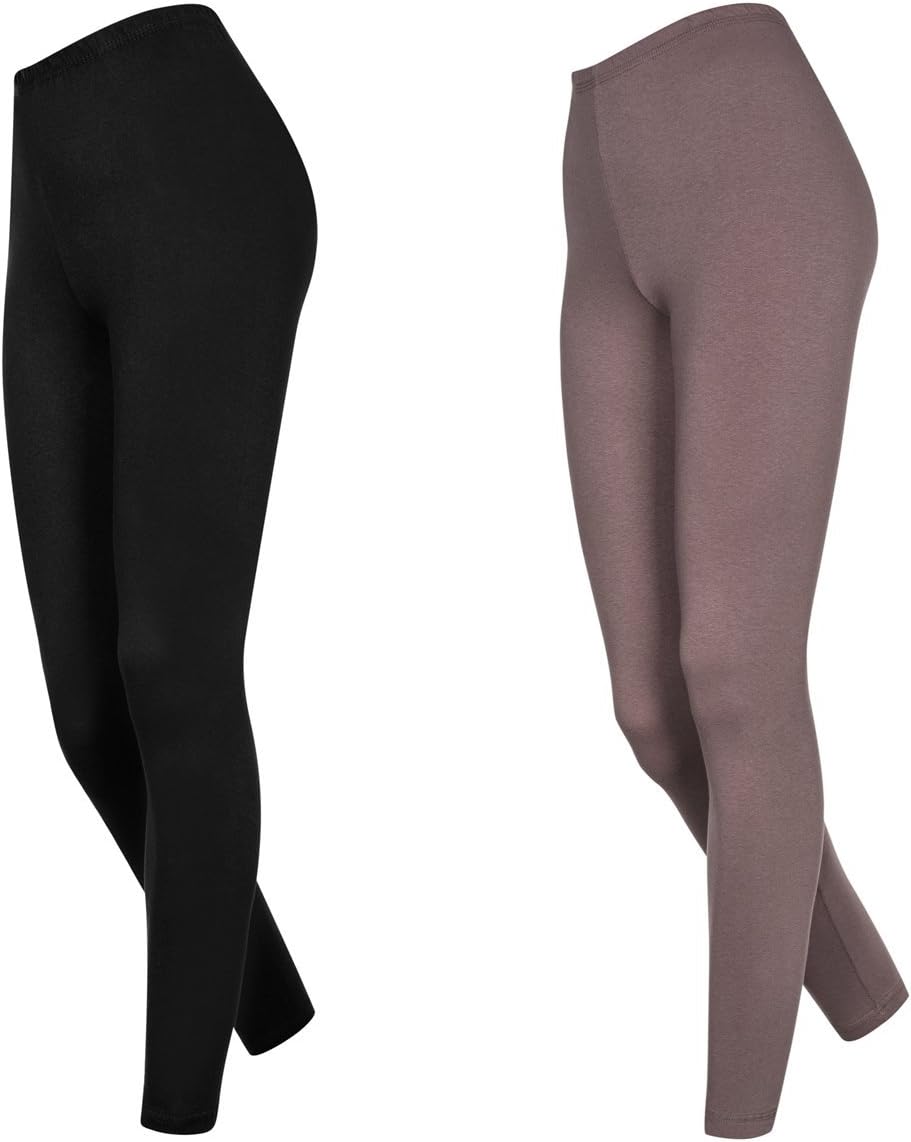 Pack of 2 Women's Long Cotton Leggings, Colour Combination, 15