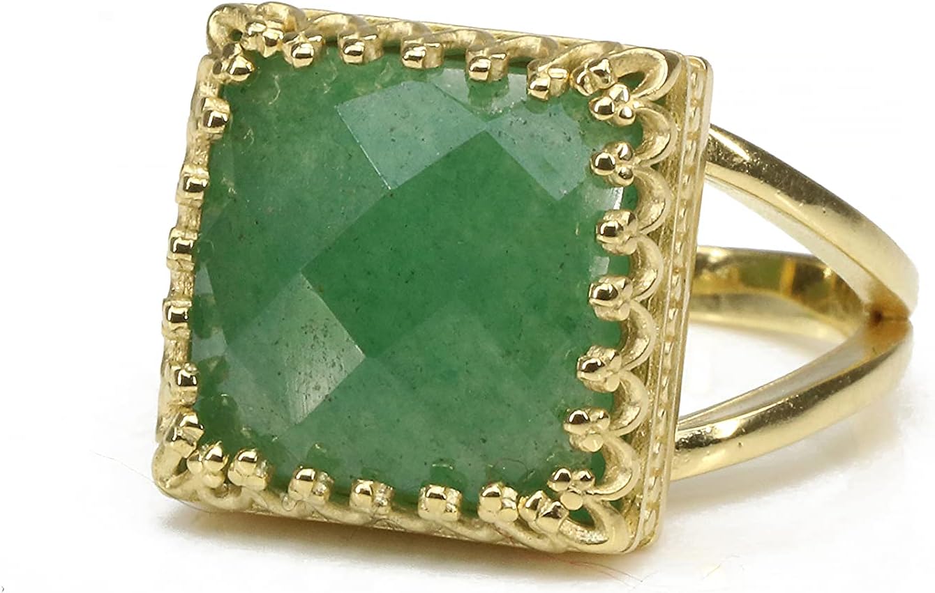 Lovely Green Aventurine Ring - Artisan-crafted Fashion Jewelry for Women - Statement Rings for Fashion, Healing Crystal Rings - Custom Size and Material