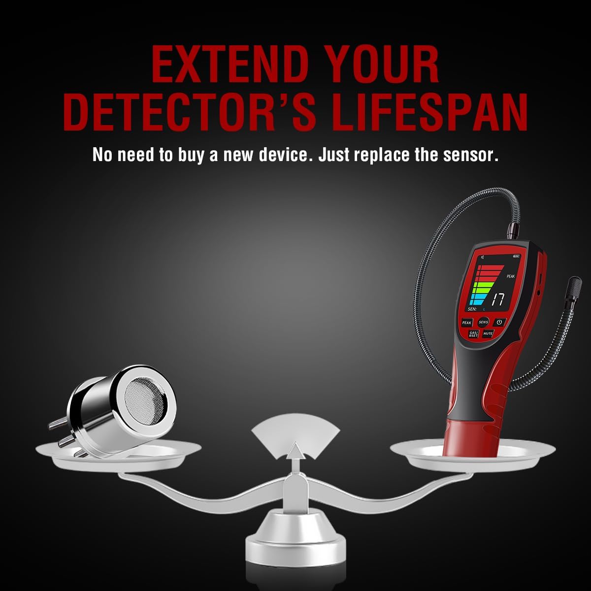 Replacement Sensor ALD-200 PRO Refrigerant Leak Detector, High Sensitivity Semiconductor Gas Sensor Head for HVAC Freon Leak Detection for R410A R22 R134a R1234yf R454B A2L