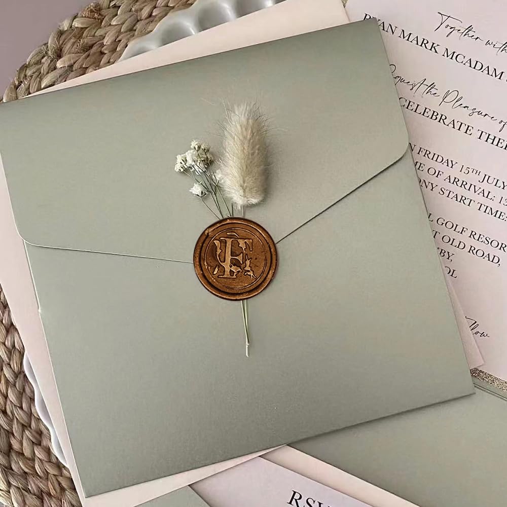 Poemluve Wax Seal Stamp Alphabe Letters F 25mm Initials Vintage Sealing Wax Stamps Brass Head with Removable Wood Handle for Scrapbooking Wedding Invitation - Image 4