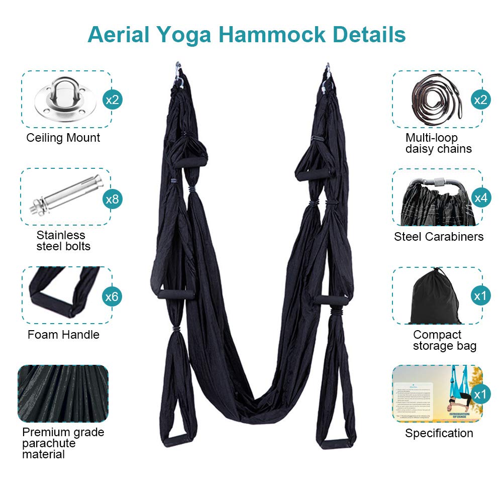 MINGPINHUIUS Set de yoga aéreo, Swing Yoga, hamaca trapezoidal, juego de yoga con correas de extensión y banda de goma